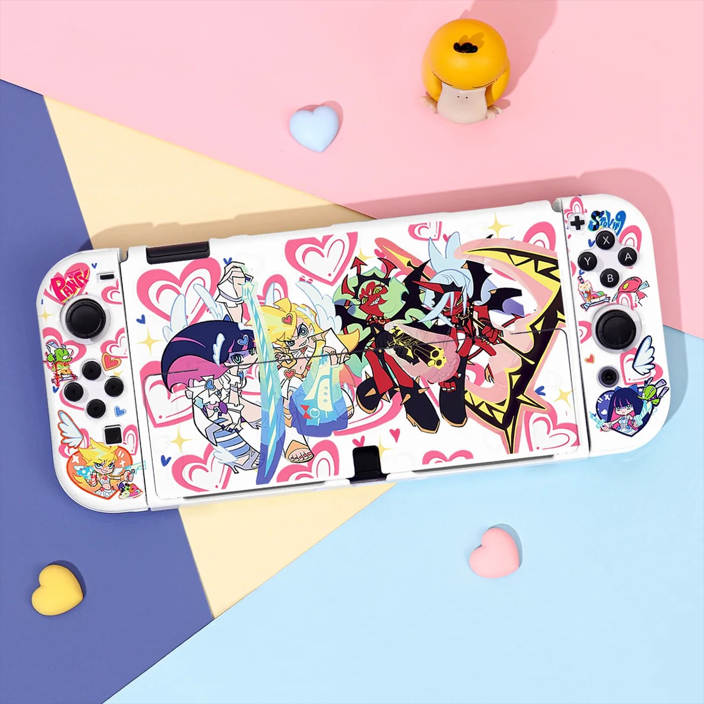 Anime Fishnet Angel Split Dockable Case for Nintendo Switch 2/OLED/NS Consoles Non-Slip Shock-Resistant Joy-Con Grip Covers