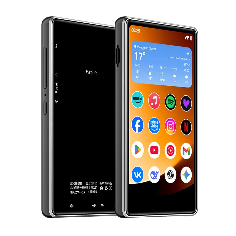 Lettore Mp3 Android 13 con Bluetooth e WiFi 2.4G/5G, 4GB RAM, Spotify, App Play Store, MP4 con schermo grande da 4.0 pollici, MTK6762