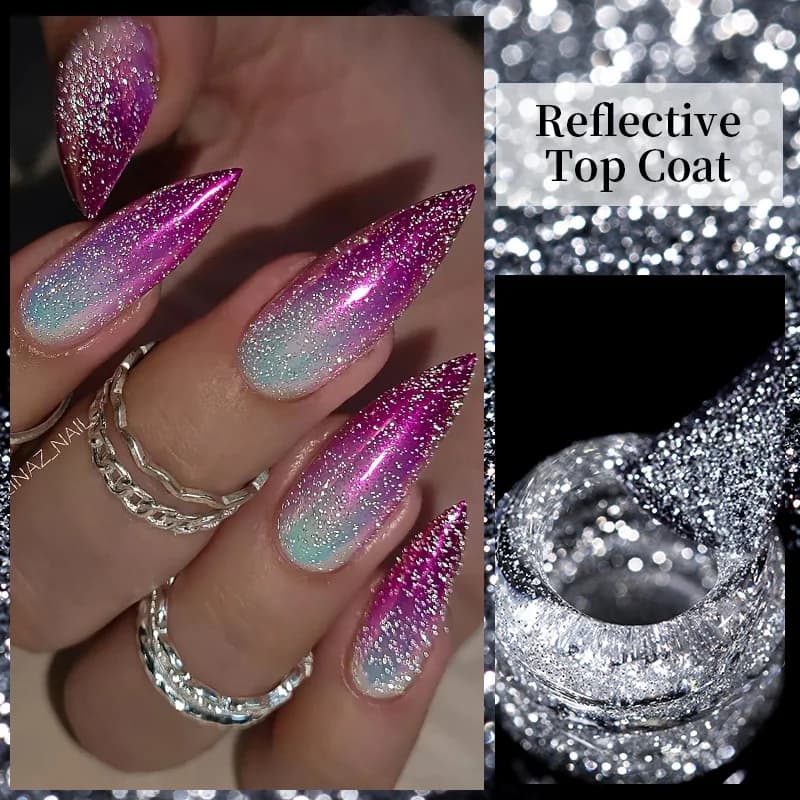 LILYCUTE 7ml Glitter riflettenti Top Coat Gel Smalto per unghie Sparkling Auroras Laser Semi permanente Soak Off UV Nail Art Gel Varnish