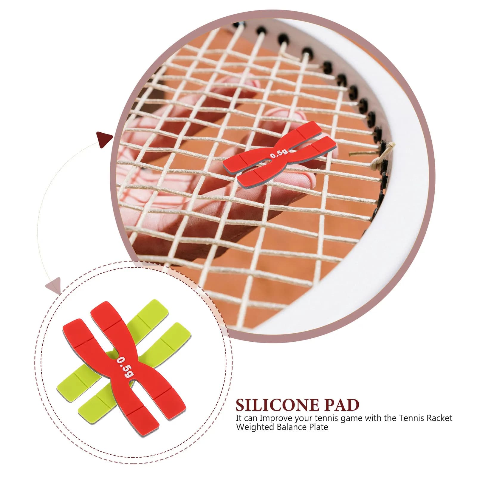 2 Weighted Plates for H, 0.5g Shaped Silicone Tennis Rack, Adjustable to Improve Colpo Power and Rack Control