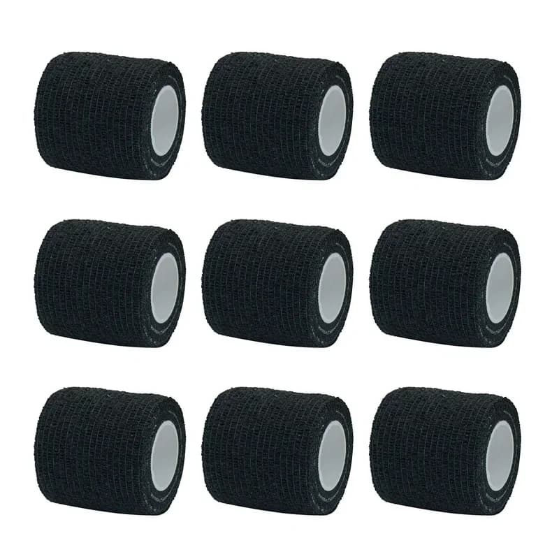 Nastro avvolgente per benda elastica autoadesiva sportiva nera da 6 pezzi Elastoplast per cuscinetti di supporto per ginocchio, palmo della caviglia