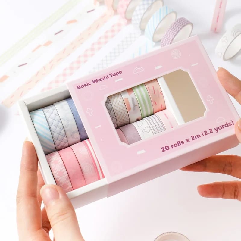 20 Roll Solid Color Rainbow Washi Tape Gift Box Basic Plain Color Tape Set DIY Aesthetic Journal Scrapbook Decorative Tape