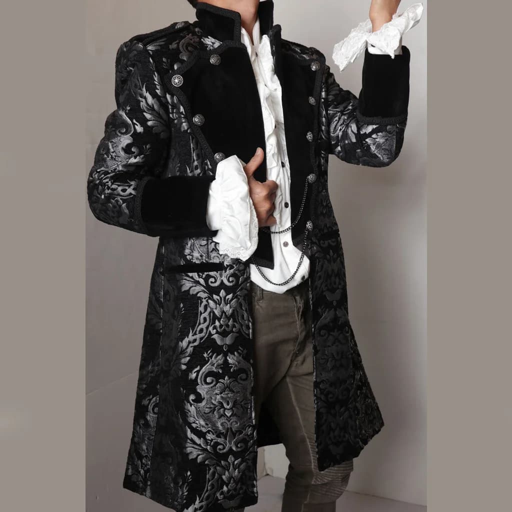 Cappotto di Jerkin broccato gotico vittoriano rinascimentale da uomo cappotto di Trench del capitano dei pirati coloniali giacca di Costume da vampiro gotico personalizzato