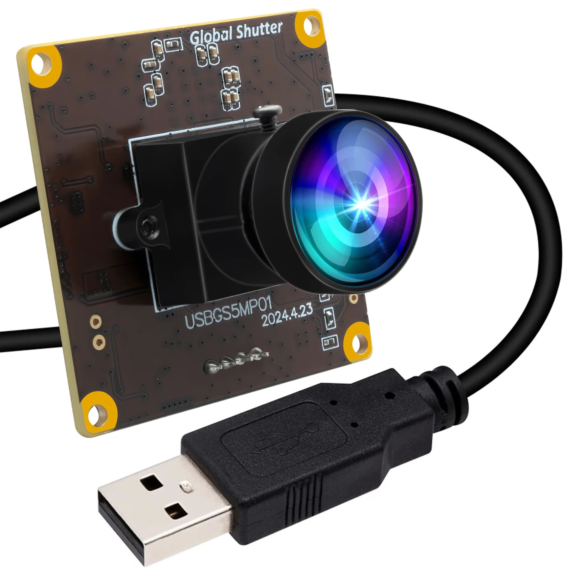High Speed ELP Camera with Global 5MP 1944P 50fps 1080P 60fps, USB Webcam with Fisheye Lens for Laser Lightburn Engraving