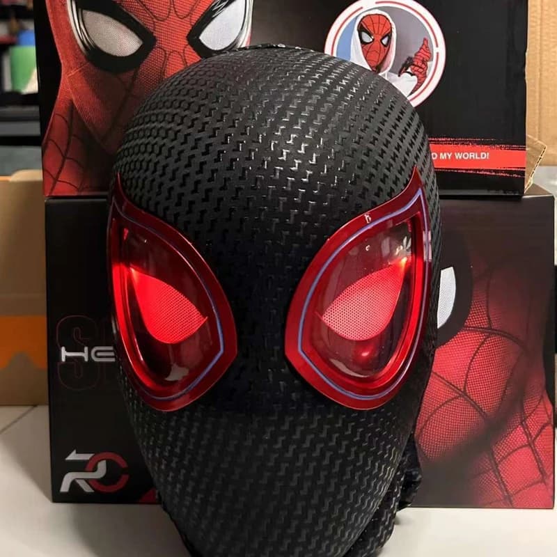 Mascara Miles Spiderman Copricapo 1:1 Cosplay Moving Eyes Electronic Mask Remote Control Toys Cosplay Costume Adults Children's Gift