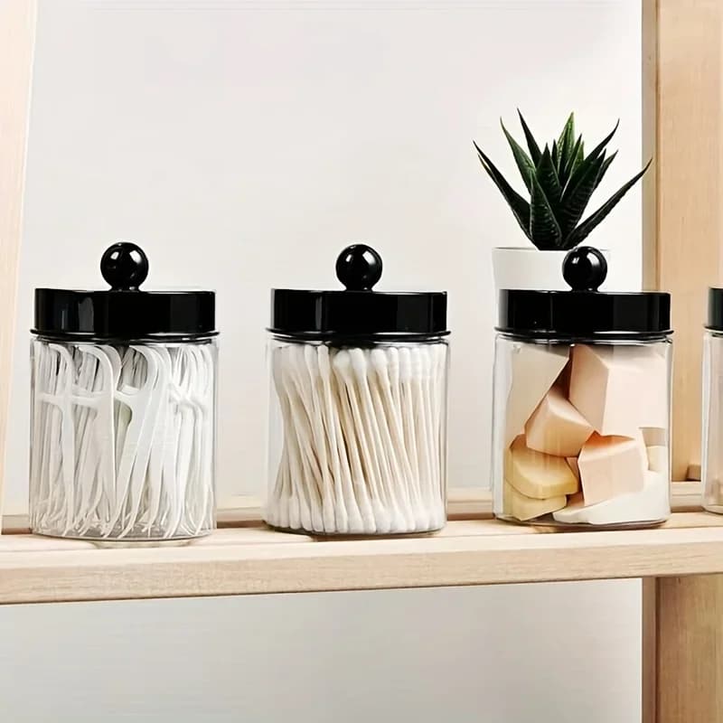 1/2 pezzi serbatoio di stoccaggio per tamponi di cotone acrilico trasparente organizer per cosmetici da tavolo scatola per organizer per tamponi per trucco con coperchio