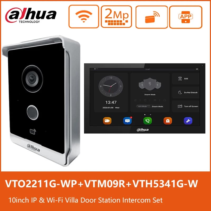 Kit videocitofono Dahua Wi-Fi POE Monitor touch da 10 pollici Videocitofono wireless Stazione campanello VTO2211G-WP Sistema VTH5341G-W