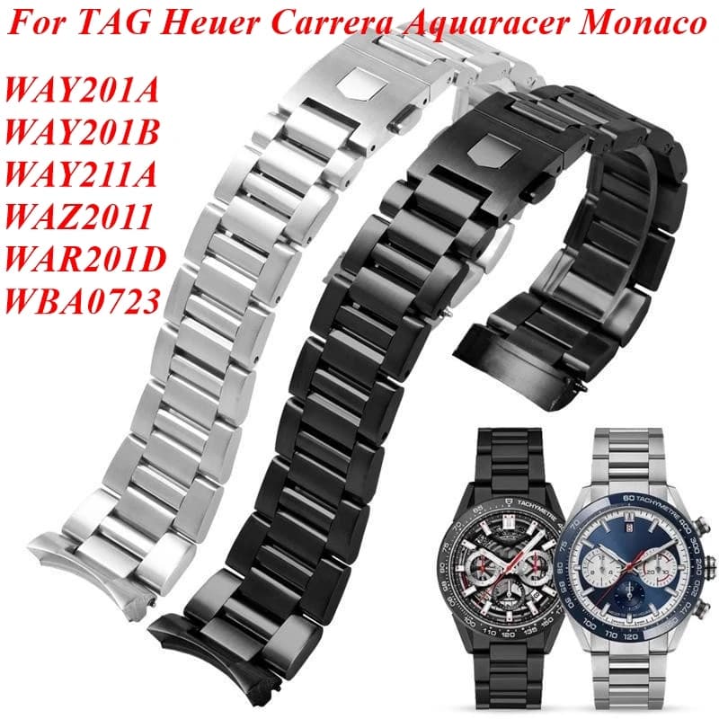 22mm 316 Stainless Steel Bracelet For TAG Heuer Carrera Aquaracer Monaco‌‌ Curved Arc Metal Watch Strap Man Replacement Band