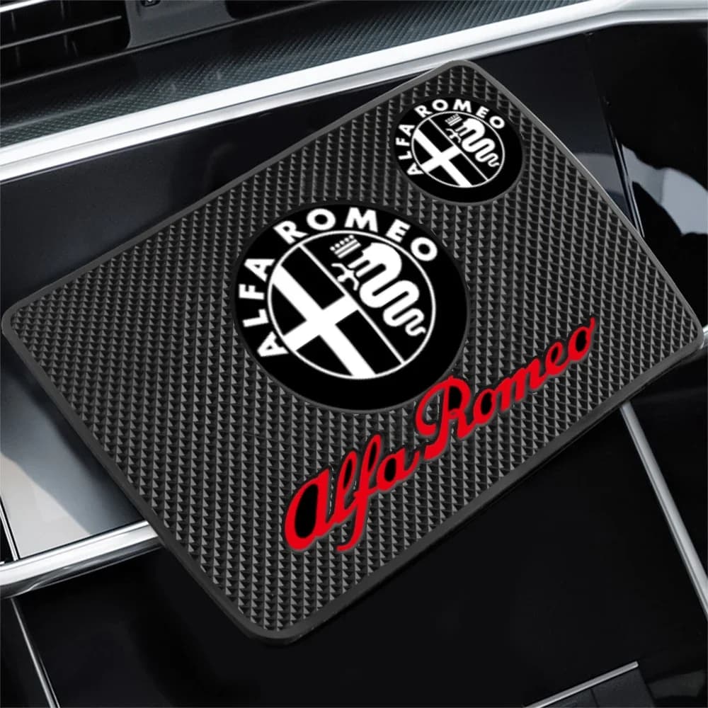 20x13 cm Car Styling Pad Telefono antiscivolo Protegge Zerbino per Alfa Romeo 156 159 147 155 Mito Giulia GT Giulietta 4C 8C Disco Volante