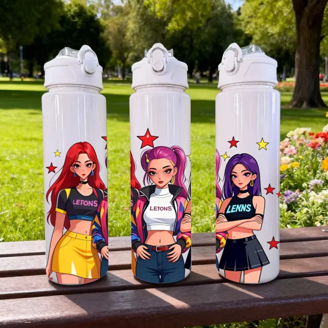 Bottiglia d'acqua stampata in 3D con personaggi di Sailor Moon, resistente e riutilizzabile, design carino e di tendenza, resistente allo sbiadimento, leggera, originale per i viaggi