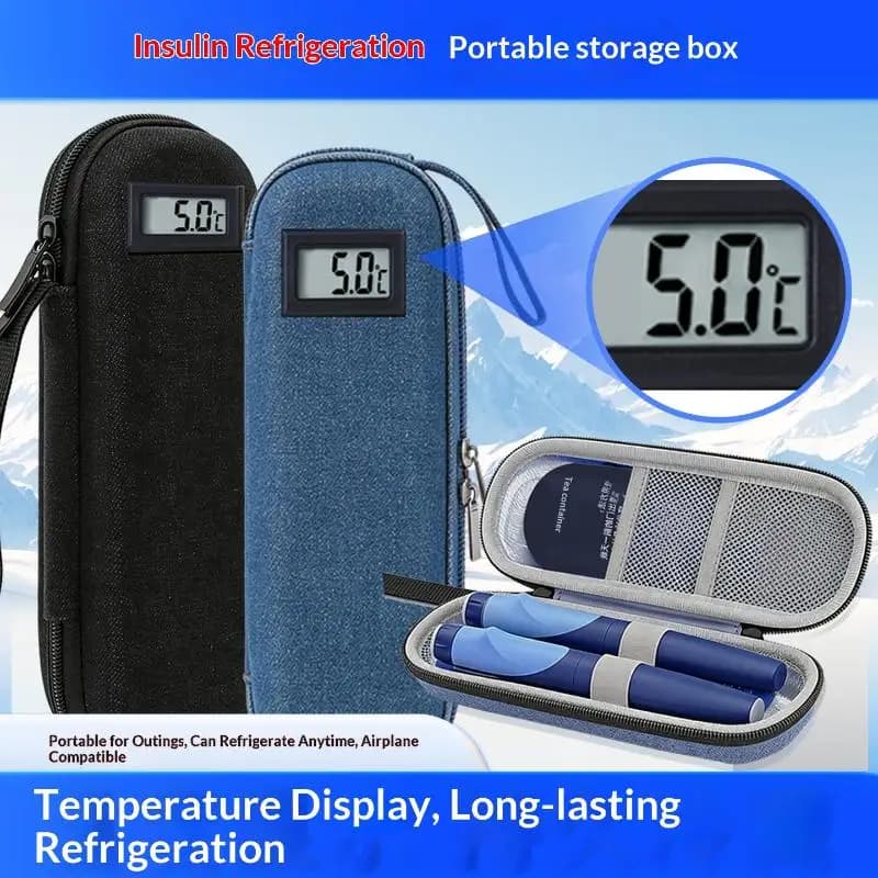 Borsa Termica da Viaggio per Insulina Impermeabile con Display Termometro, Organizer per Medicinali per Diabetici