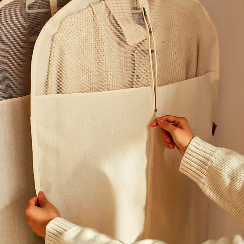 Lusso addensato in cotone e lino traspirante per abbigliamento, copertura antipolvere, guardaroba, appeso, borsa per abiti, cappotto, abito, borsa per indumenti antipolvere