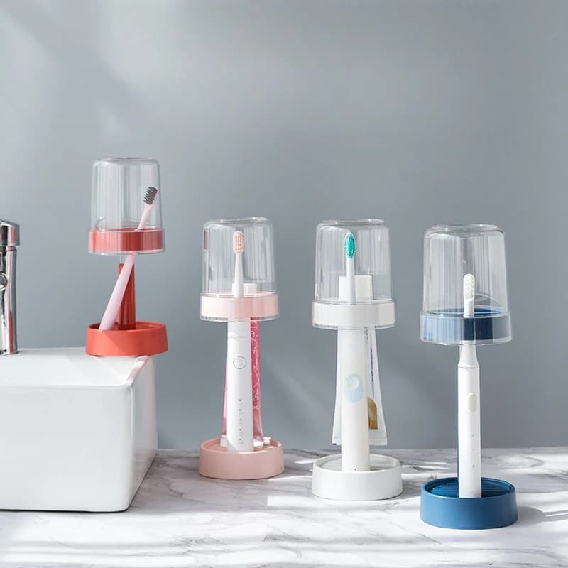 Electric Toothwashing Set with Toothbrush holder and Simple Glasses for Brushing and Collutory