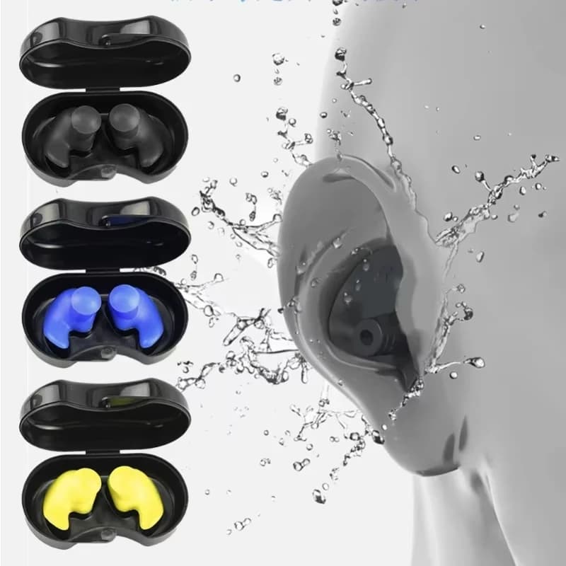 DIZETION Swim ear plugs Reusable silicone ear plugs waterproof sub ear plugs for water Surf Shower Bathroom accessories