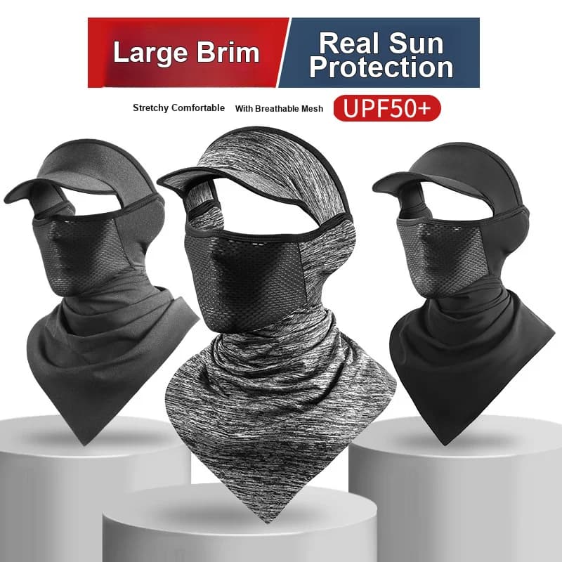 Sun Protection Cycling Face Mask Breathable Ice Silk Triangle Headband with Visor for Men Summer Outdoor Fishing