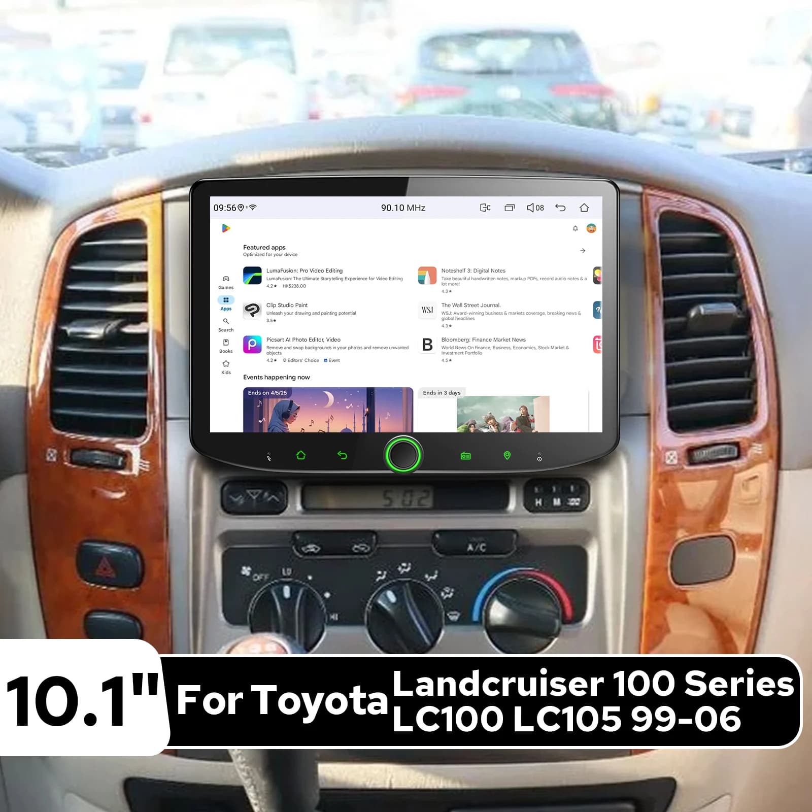 Autoradio Plug and Play da 10.1'' per Toyota Landcruiser Serie 100 LC100 LC105 1999-2006 con CarPlay Wireless e Android Auto