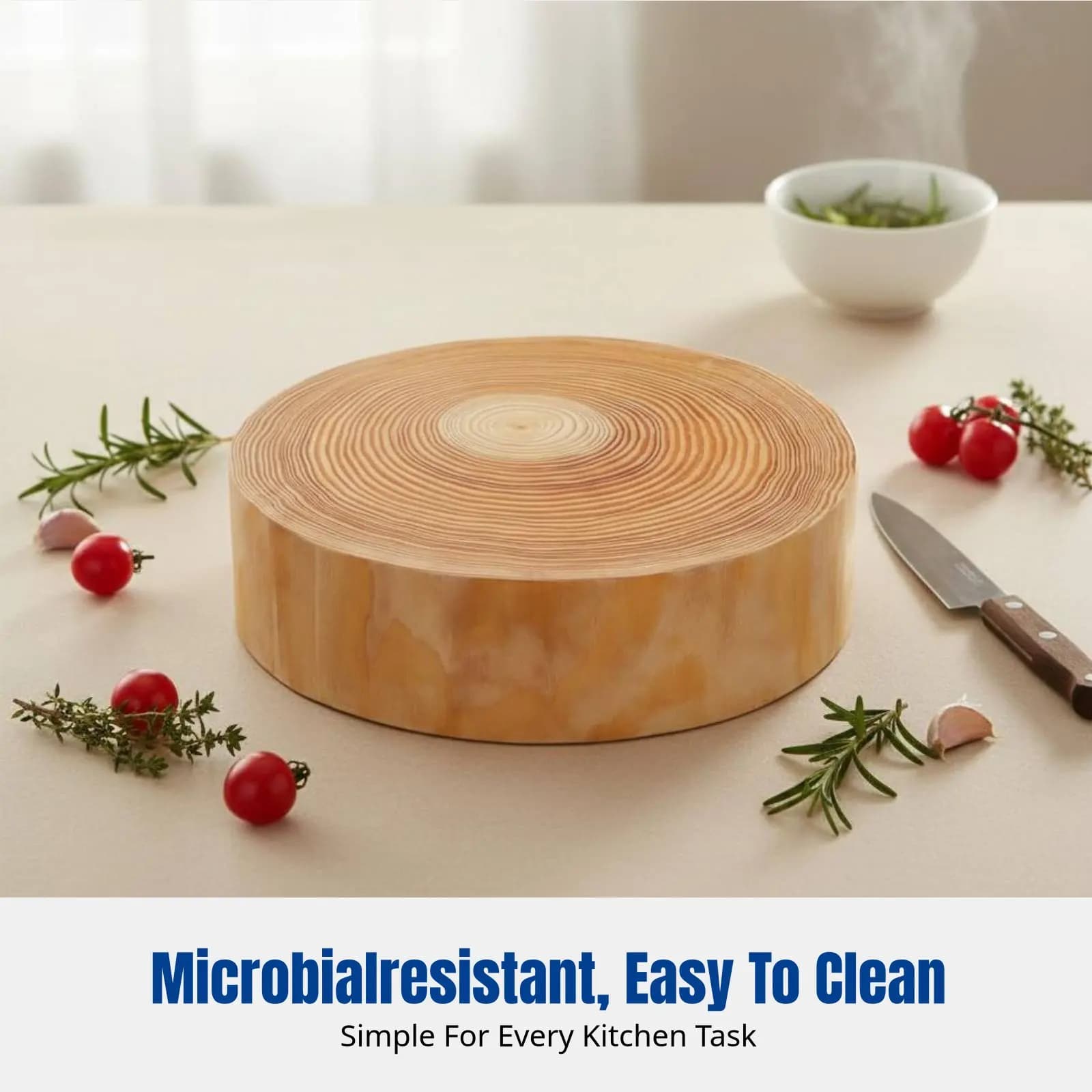Cutting boards in Pinewood Thickness, Robust Round cutting block, Professional cutter for Meat, Bones, Fish, Home, Restaurant