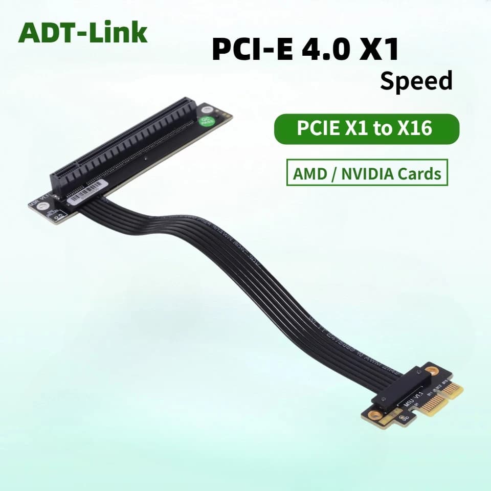Cavo Riser M13UR PCI-E 4.0 x1 a x16 per Estensione GPU, Supporta Schede di Acquisizione PCIe x16, RAID, SSD, LAN, Schede A/N USB Gen4 x1 Full Speed