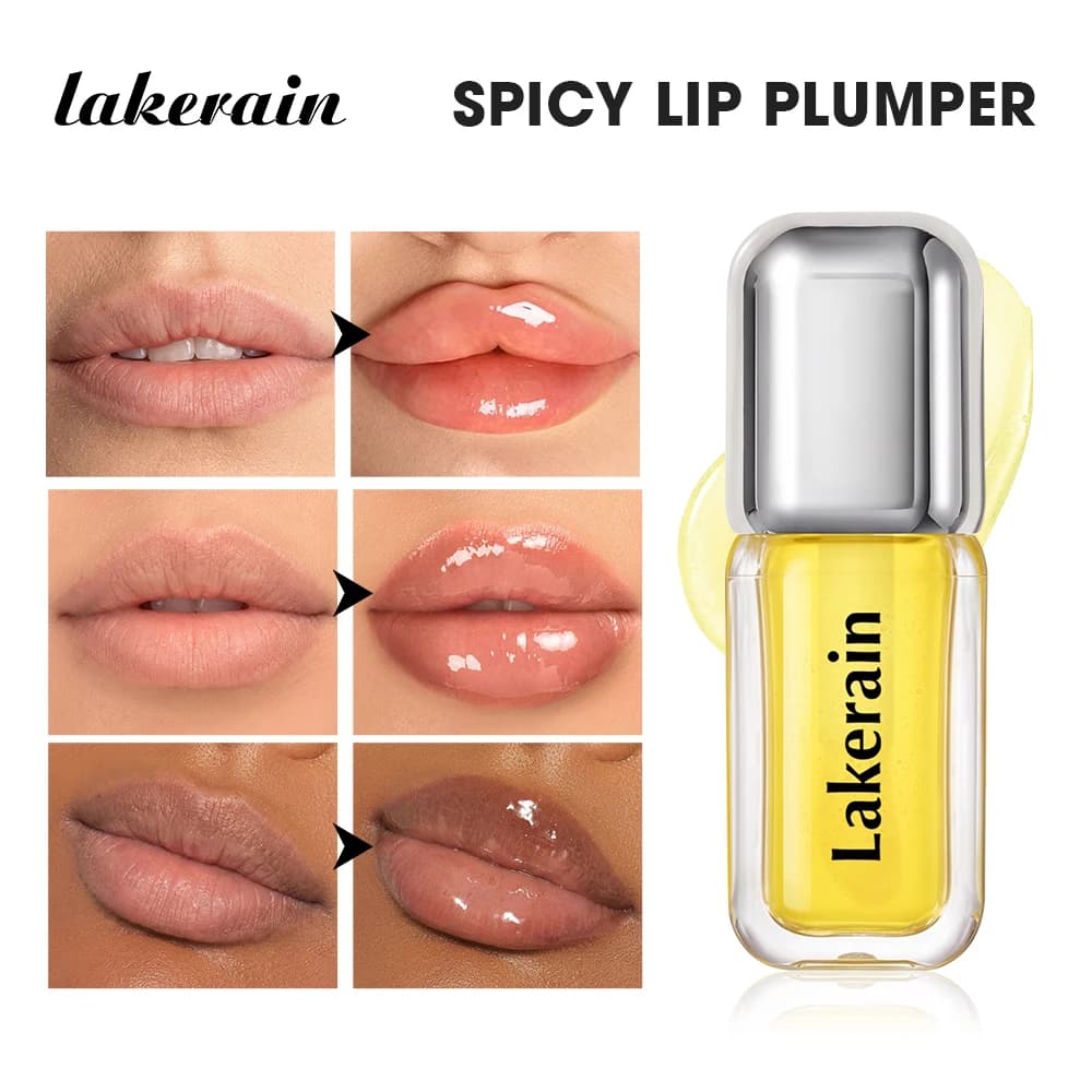Spicy Tingle Plumping Lip Gloss High Shine Glossy Hydrating Non Sticky Lip Volumizer Serum Instant Fuller Lips Enhancer Cosmetic
