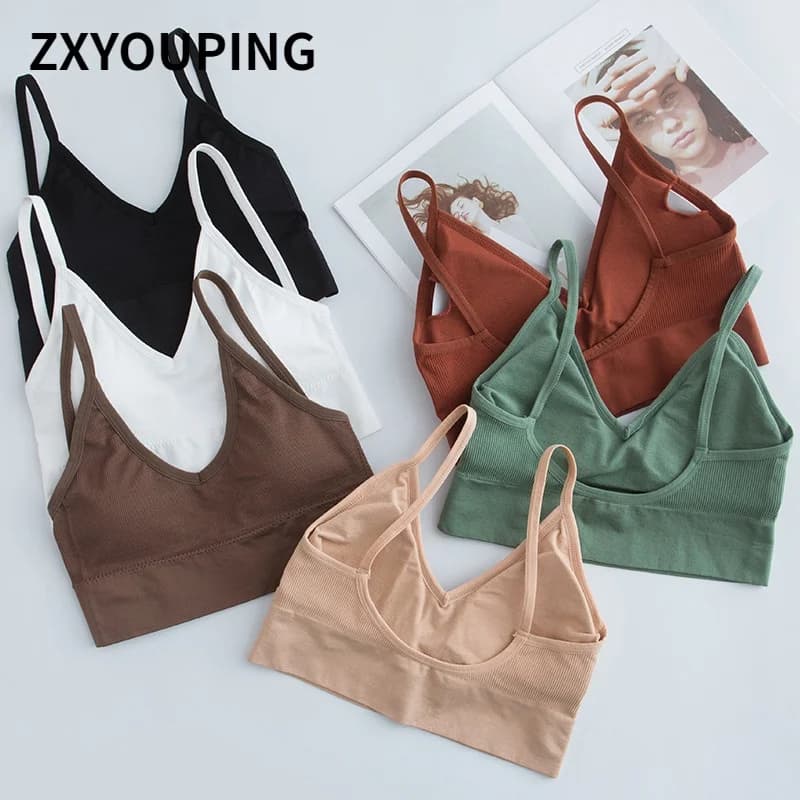5 pcs sexy sports bra seamless women sports bra slim crop top gym bra with back U wireless racing arm top yoga