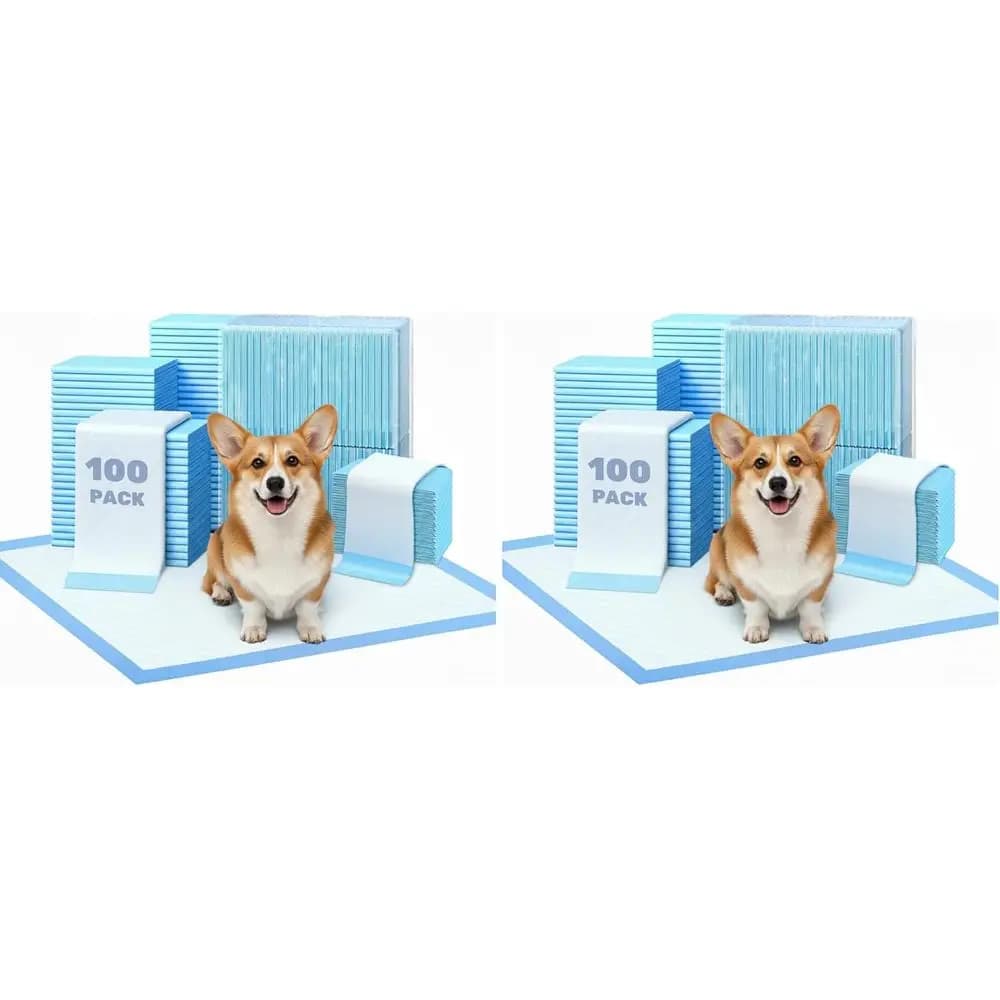 Tappetini Assorbenti per Addestramento Cani e Cuccioli, Blu, 100 Pezzi (22x22), Confezione da 2