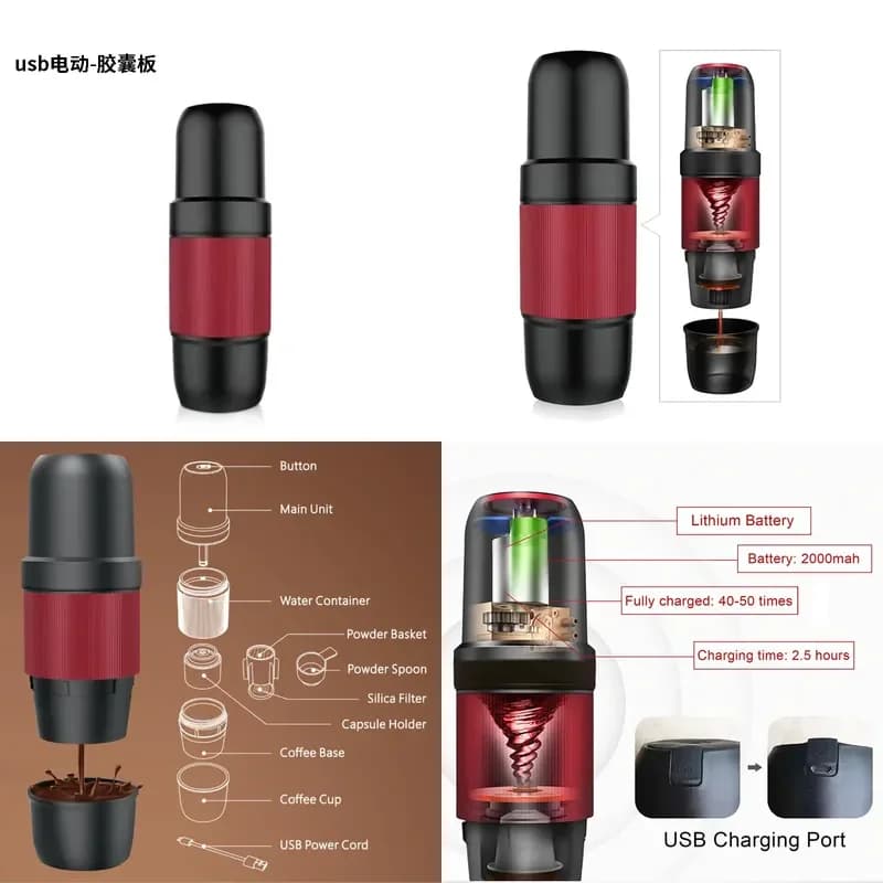 Portable, hand-pressed coffee machine, espresso cup, outdoor portable coffee maker