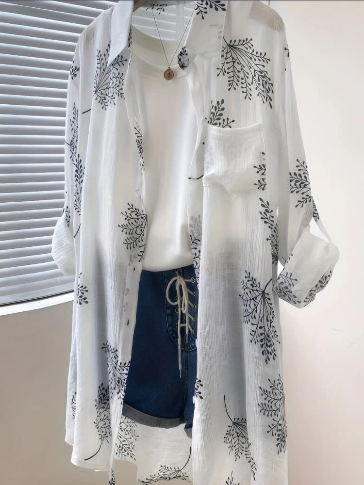 Women's Plus Size Shirt 2025 Summer New blouse with stylish hot print female loose casual long sleeve cool top vintage streetwear
