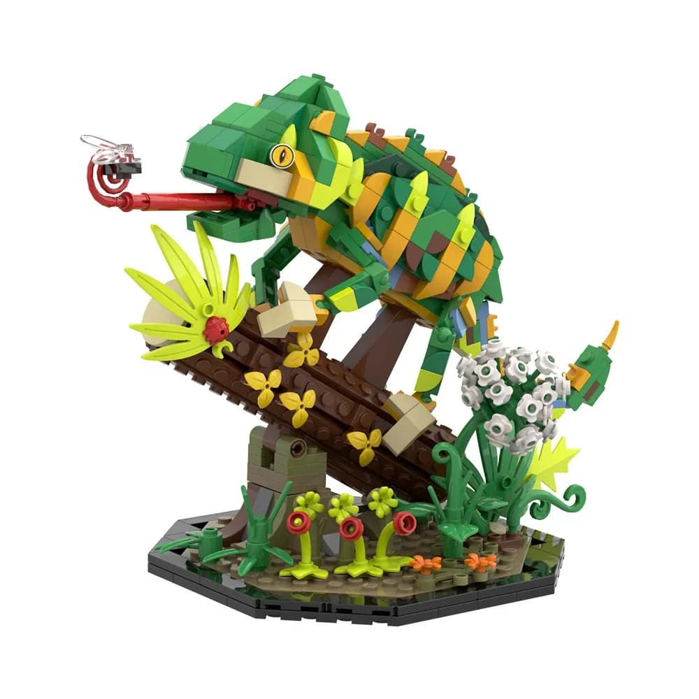 MOC Camaleonte Mattoni Modello Rettile Stampa Leopardo Geco Building Blocks Desert Scorpion Assemblaggio FAI DA TE Giocattoli Educativi Regali Per Bambini