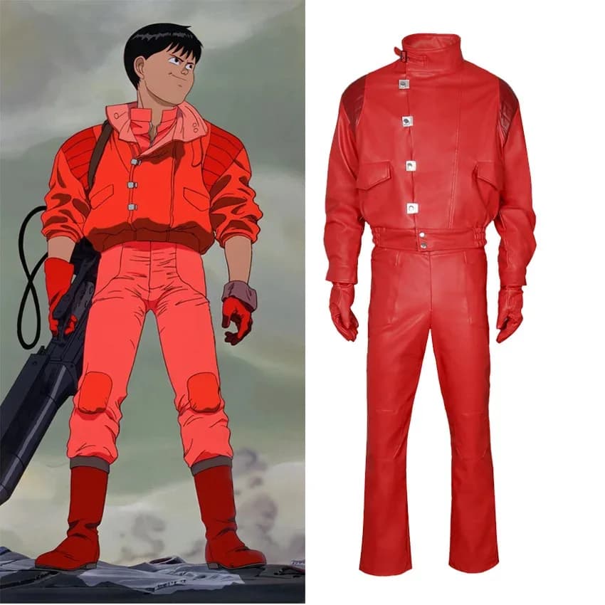 Akira Kaneda Red Leather Outfit Anime Cosplay Costume Full Set Jacket Pants Halloween Party Uniform