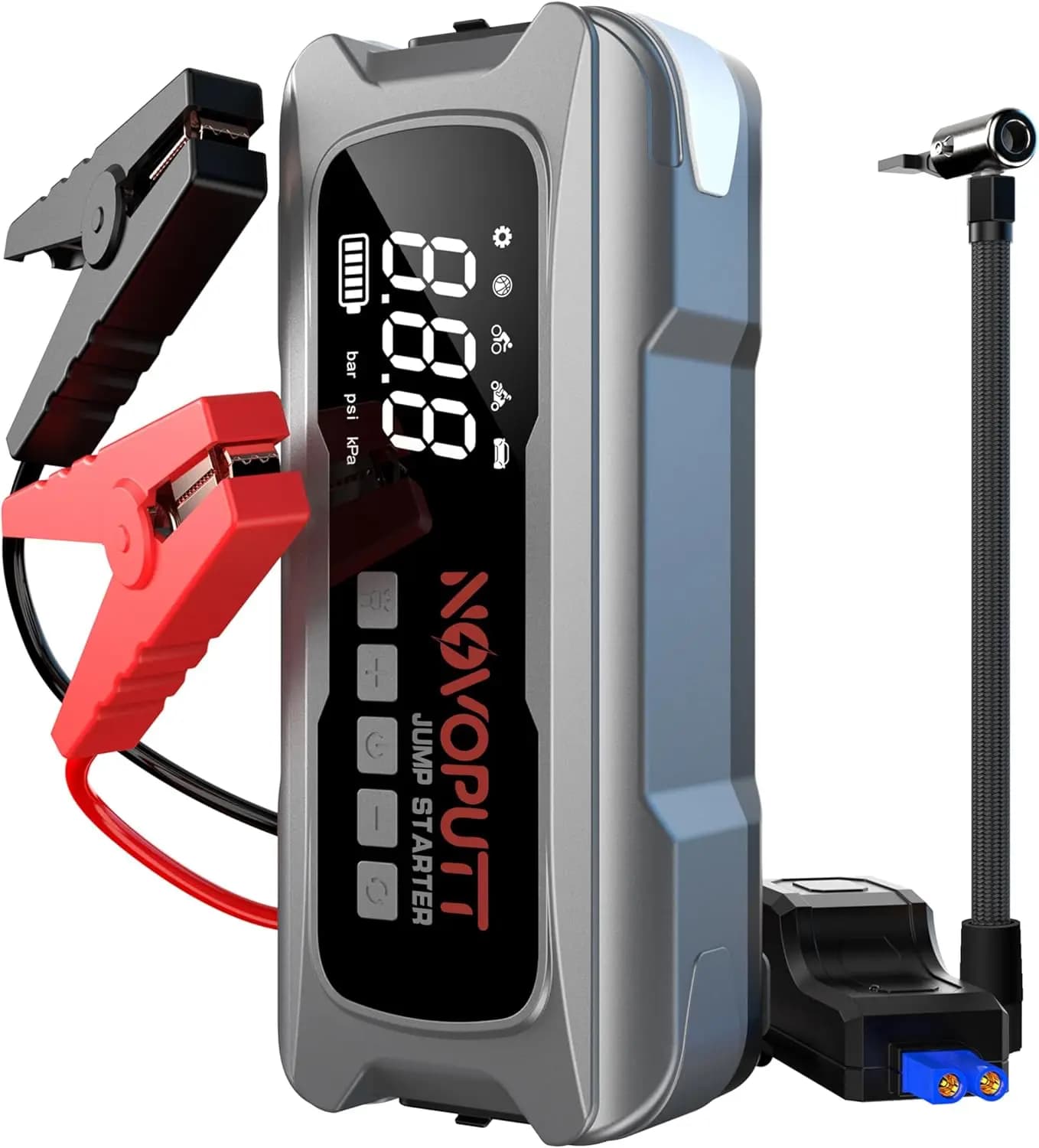 Avviatore di Emergenza Portatile 6000A con Compressore d'Aria, Ricarica Rapida PD 65W, per Tutti i Veicoli a Benzina e Diesel fino a 10.0L