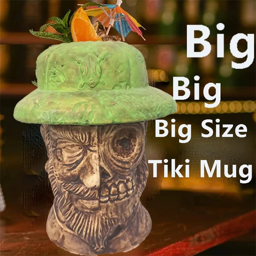kc hawaii tiki tazze hawaii tiki tazze set casco in ceramica tazza cappello verde tazza tiki bar tazza Lost Adventurer Tiki Mug