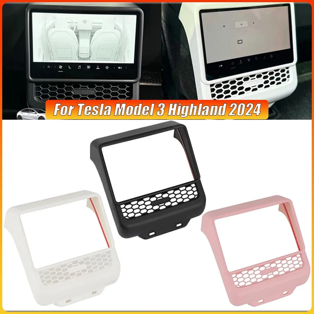 Rear Screen Cover Protector Frame for Tesla Model 3 Highland 2024 Back Air Vent Trim Protective Cover Interior Accessories