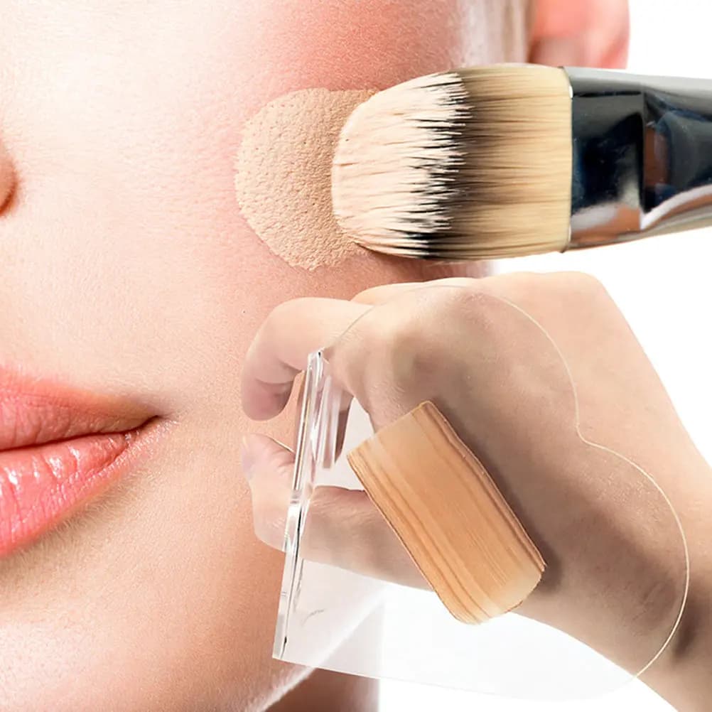 Heart Makeup Mixing Palette Acrylic Foundation Blending Plate Stainless Steel Spatula Portable Compact Mixing Tray