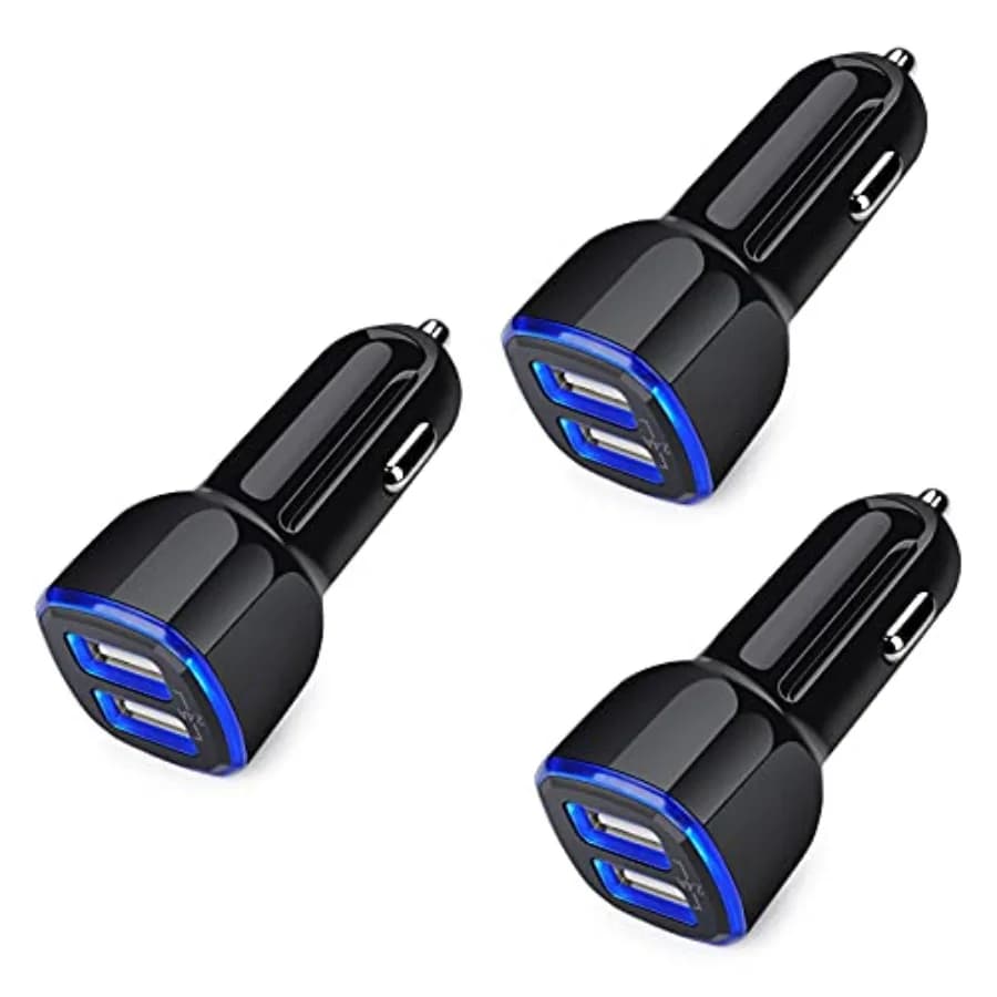 Caricabatterie per Auto per iPhone, Confezione da 3, Adattatore USB a Doppia Porta 2.4A per Ricarica Rapida, Caricatore per Presa Accendisigari Auto per iPhone 16e 16 15 14 13 12