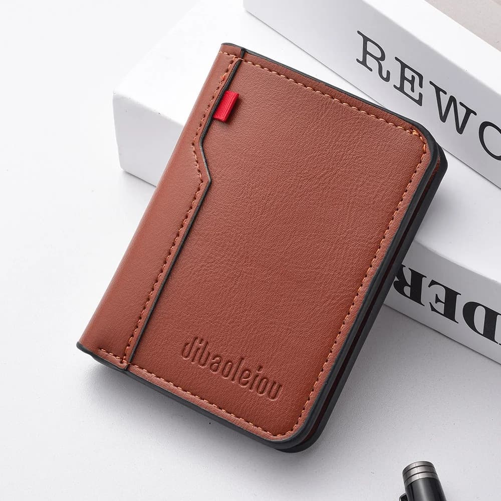 Portacarte Minimalista Sottile con Blocco RFID, Portafoglio da Tasca Frontale Funzionale in Pelle PU per Viaggi, Regalo per Uomo, Uso Quotidiano