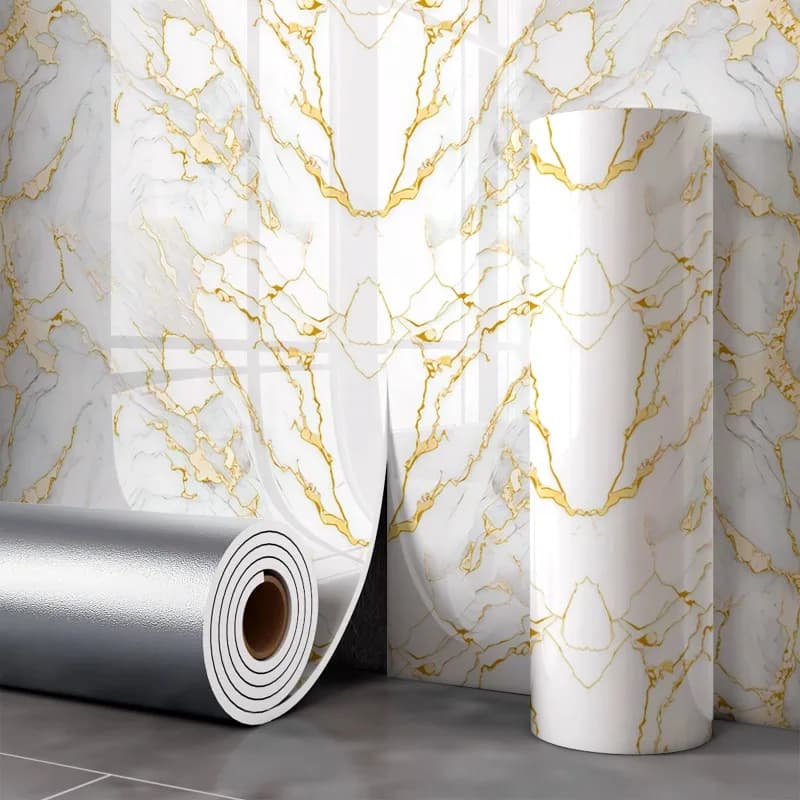 Wall Panel 3D Effetto Marmo Waterproof Sticker 300x40cm, Foam Mirror Easy to Apply for Bathroom, Kitchen, Bedroom, Modern Furniture