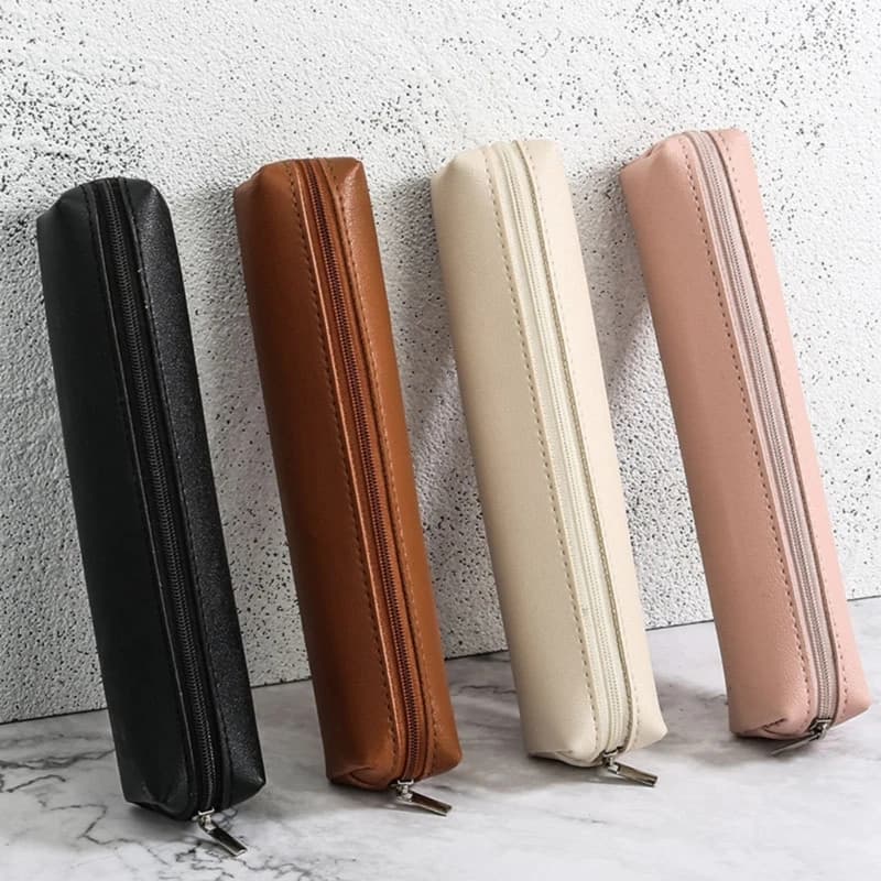Borsa portaoggetti in pelle Y1UB Portapenne portatile con cerniera Borsa per cosmetici da viaggio