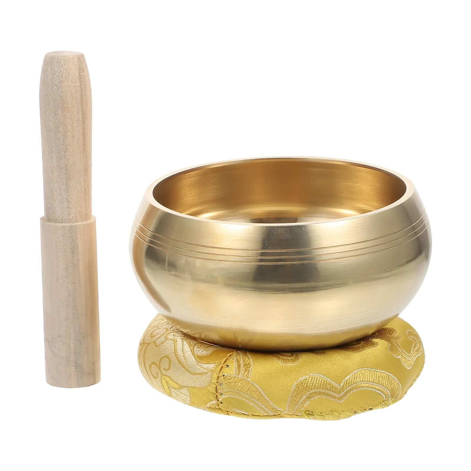 1Set Ancient Look Copper Singing Bowl Set for Meditation Yoga Sound Healing with Wooden Mallet and Cotton Cushion Decorative