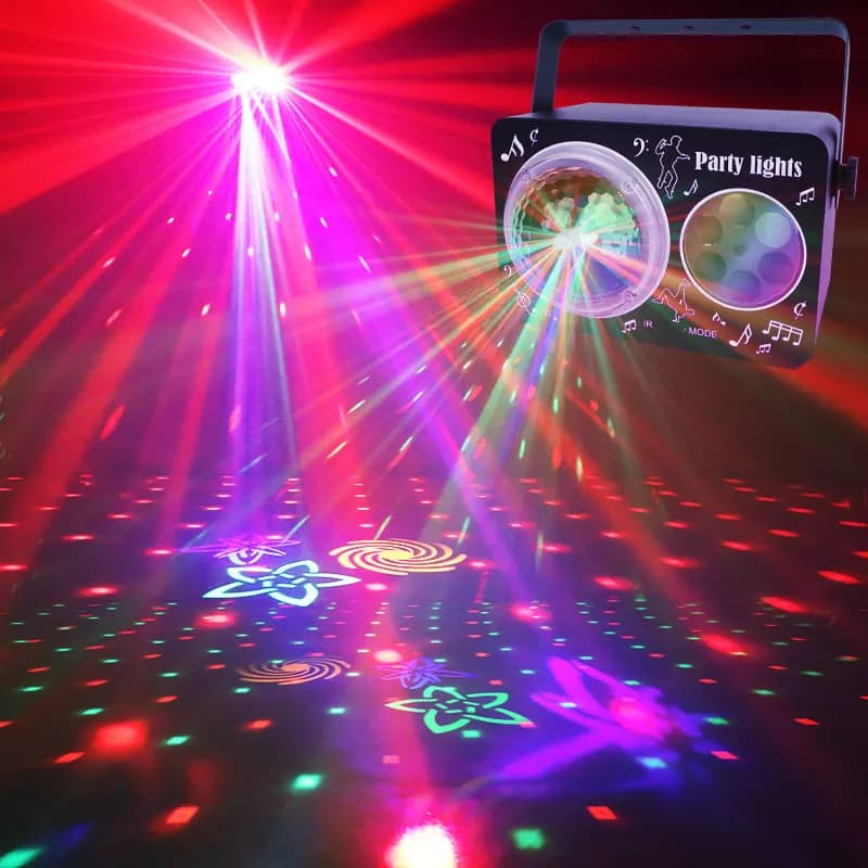 Wuzstar Portable RGB LED Projector Auto Sound Plug In Powered Beam Lamp For Small KTV Pub Home Entertainment Party
