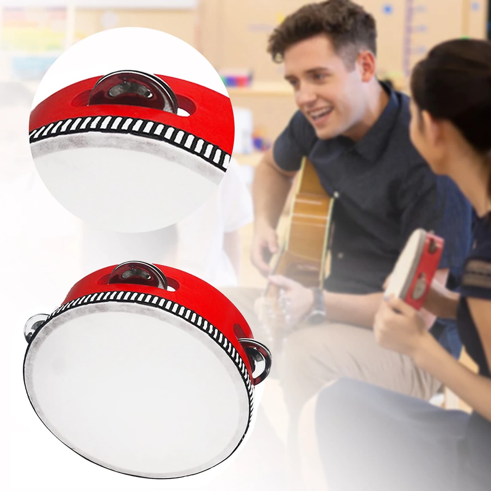 Tamburelli per bambini Tamburello in legno portatile Strumento musicale a percussione Tamburelli tradizionali Regalo perfetto per i bambini