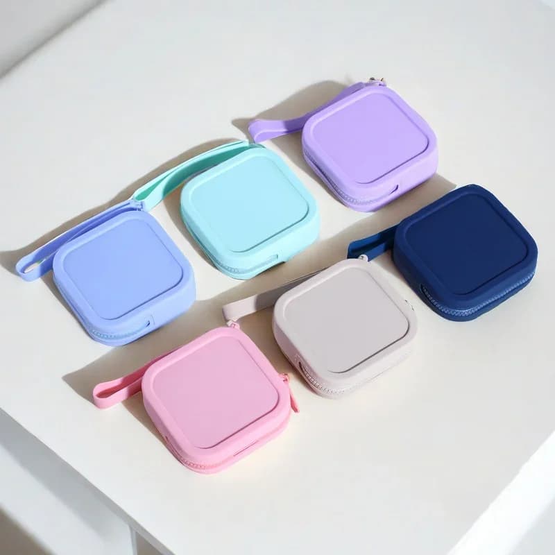 Borsa organizer impermeabile in silicone con cerniera - Borsa quadrata piccola multifunzione per monete, cosmetici, auricolari e portafogli