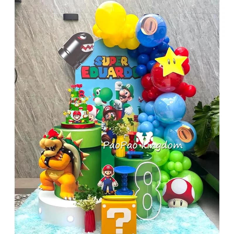 Kit Arco di Palloncini in Foil a Tema Super Mario, Palloncini in Lattice, Palloncini Numerici, Decorazioni per Feste di Compleanno e Baby Shower, Regali e Giocattoli