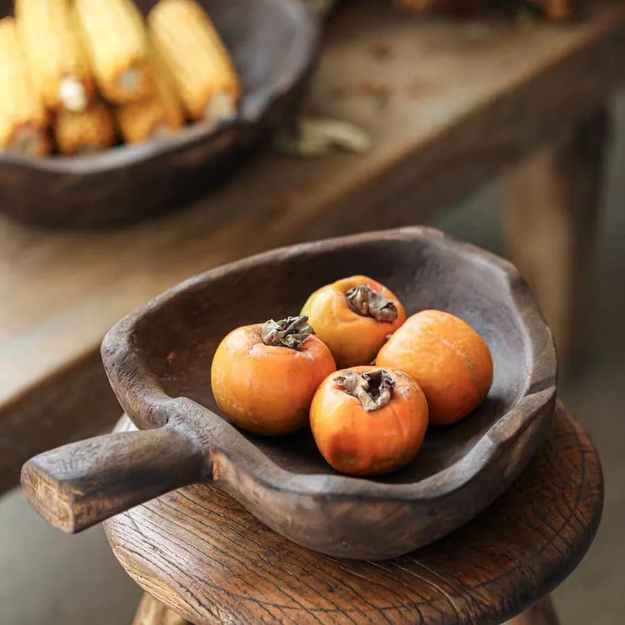 Black rhyme fruit spoon plate retro and old wabi wind living room coffee table entrance ornament fruit plate snack plate dried f