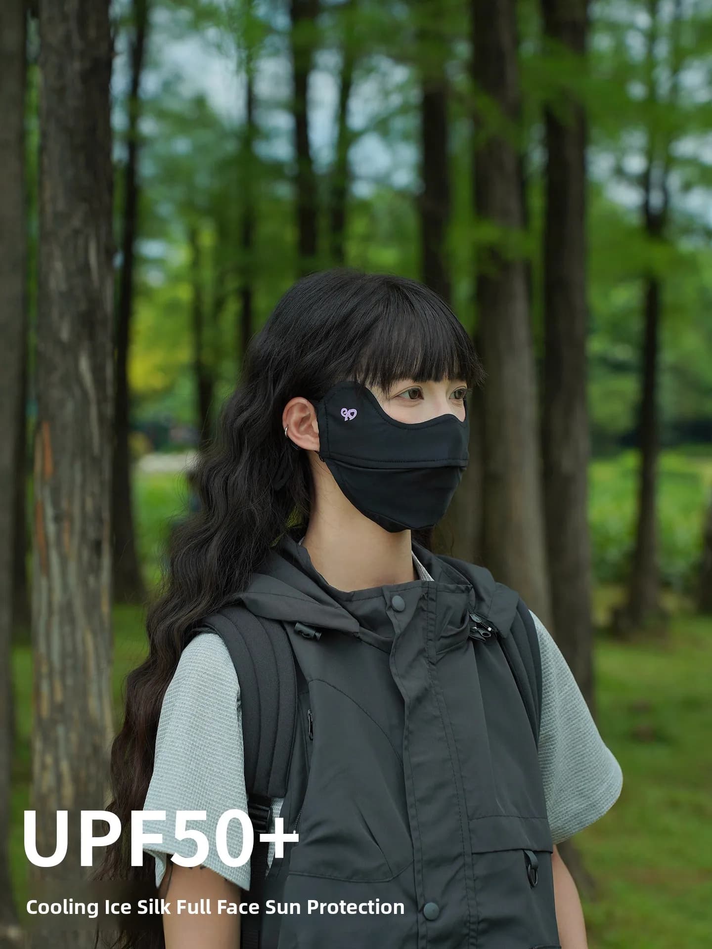 Maschera Estiva da Donna per Protezione Solare, in Seta Ghiacciata Sottile e Traspirante, Copertura Viso Anti-UV, Forma Rettangolare Lunga, Colore Puro
