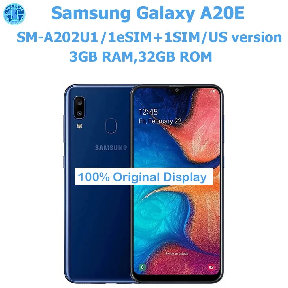 Samsung Galaxy A20e Smartphone Android Intelligente, Schermo 5.8 Pollici, 3000mAh, 720x1560, Versione Globale, Dual SIM, NFC, Originale Sbloccato