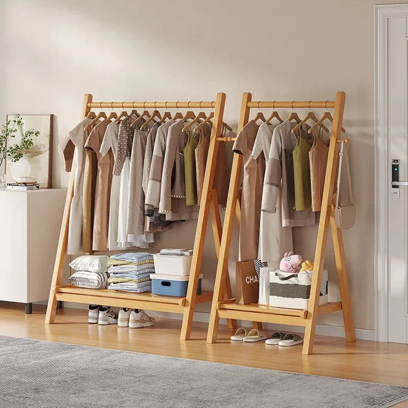 Folding Floor Hanger Bedroom Household Simple Coat Rack Drying Rack Hat Clothes Rack Household Goods