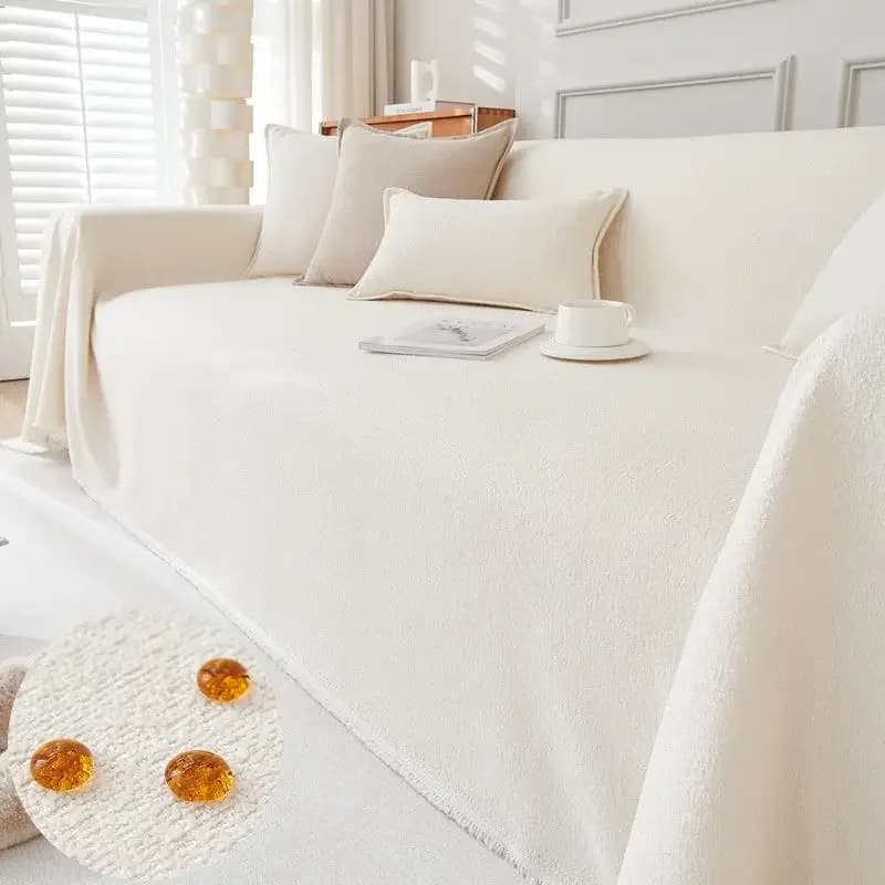 Teddy Velvet Waterproof Couch Towel Simple Solid Color Four Season Universal Furniture Cover Prevent Cat Scratching Blanket