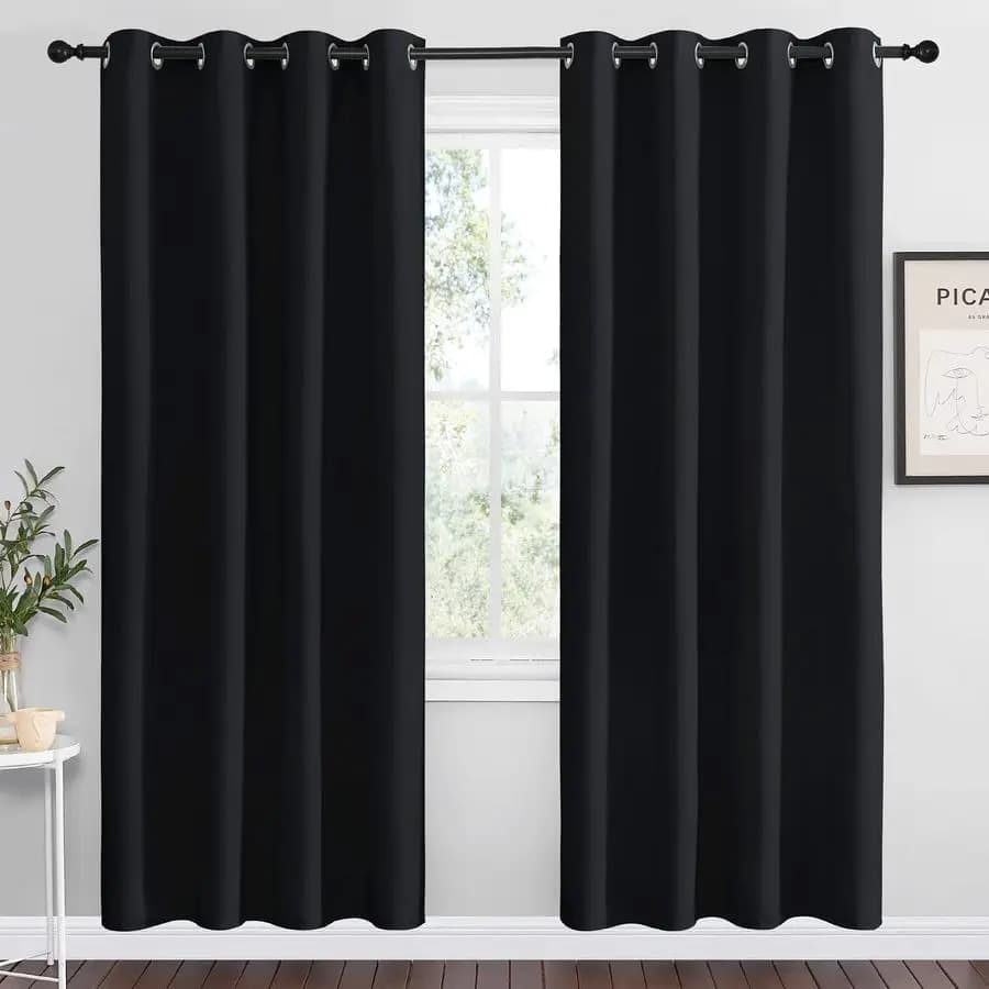 78 Inch Dark Curtain Panels, Light Reduction, Thermal Insulation, Dark Curtains with Living Glasses