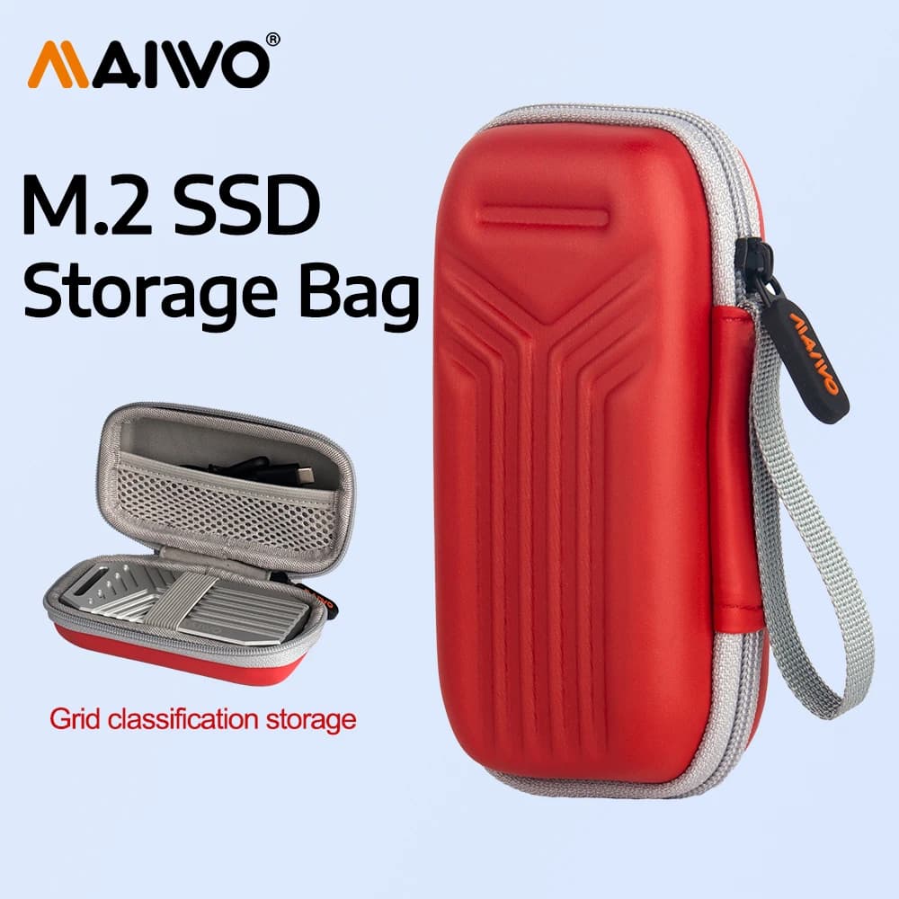 MAIWO Borsa Protettiva Portatile per SSD M.2, Compatibile con SSD/HDD M.2/2.5'' per Disco Rigido Esterno/Auricolari/Linea Dati, Borsa Portatile in EVA