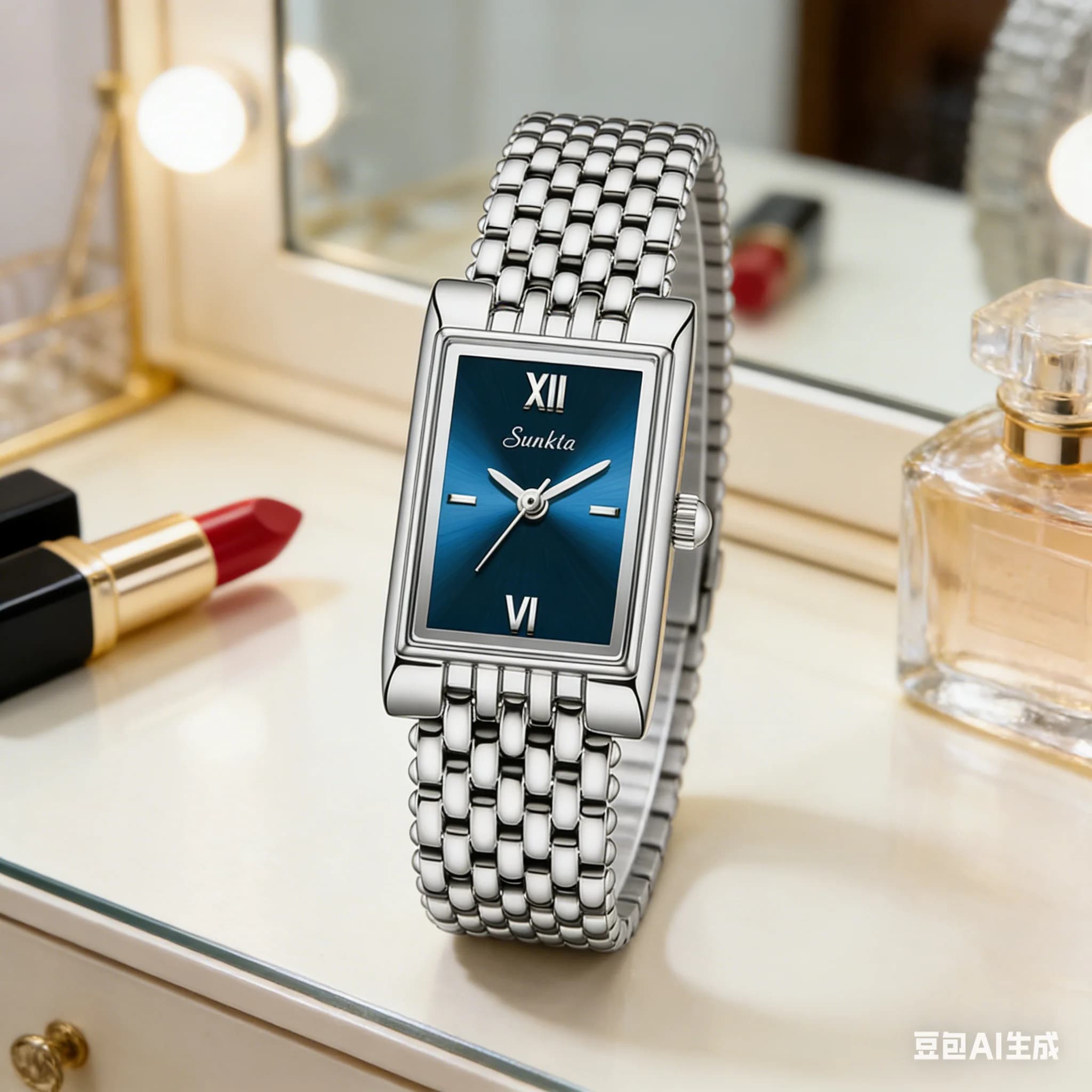 SUNKTA Orologio da Donna Elegante con Quadrante Semplice, Classico, Lussuoso, Casual, alla Moda, in Acciaio Inossidabile, Sottile, Impermeabile, al Quarzo
